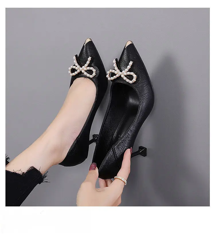 2026 Spring and Autumn New Style Professional Small High Heels Women's Pointed Toe Stiletto Sexy Work Shoes Women's Black Comfortable Single Shoes — feature 6