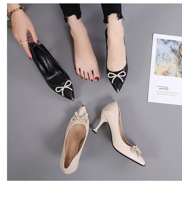 2026 Spring and Autumn New Style Professional Small High Heels Women's Pointed Toe Stiletto Sexy Work Shoes Women's Black Comfortable Single Shoes — feature 7