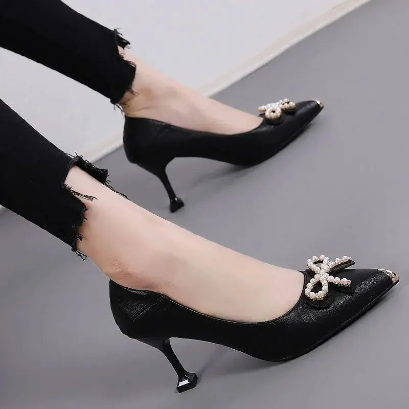 2026 Spring and Autumn New Style Professional Small High Heels Women's Pointed Toe Stiletto Sexy Work Shoes Women's Black Comfortable Single Shoes - Image 2