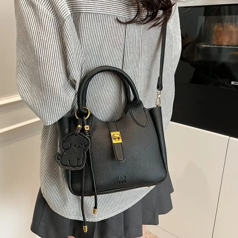 Women's Litchi Pattern Vegetable Basket Handbag Beige