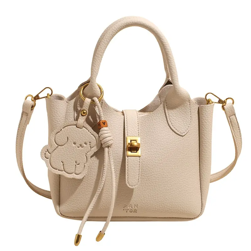 Women's Litchi Pattern Vegetable Basket Handbag Beige