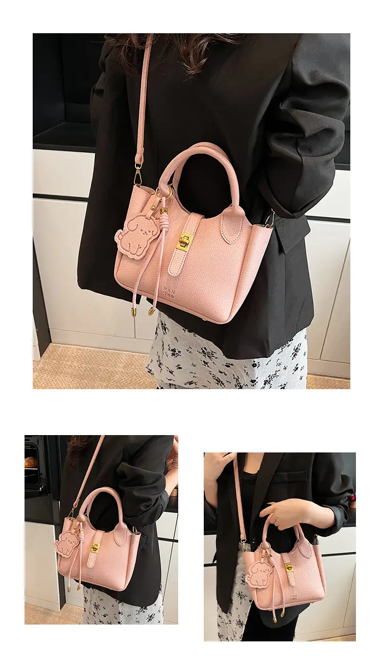 Women's Litchi Pattern Vegetable Basket Handbag Beige — feature 11