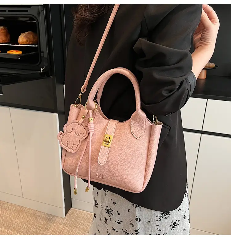 Women's Litchi Pattern Vegetable Basket Handbag Beige — feature 18