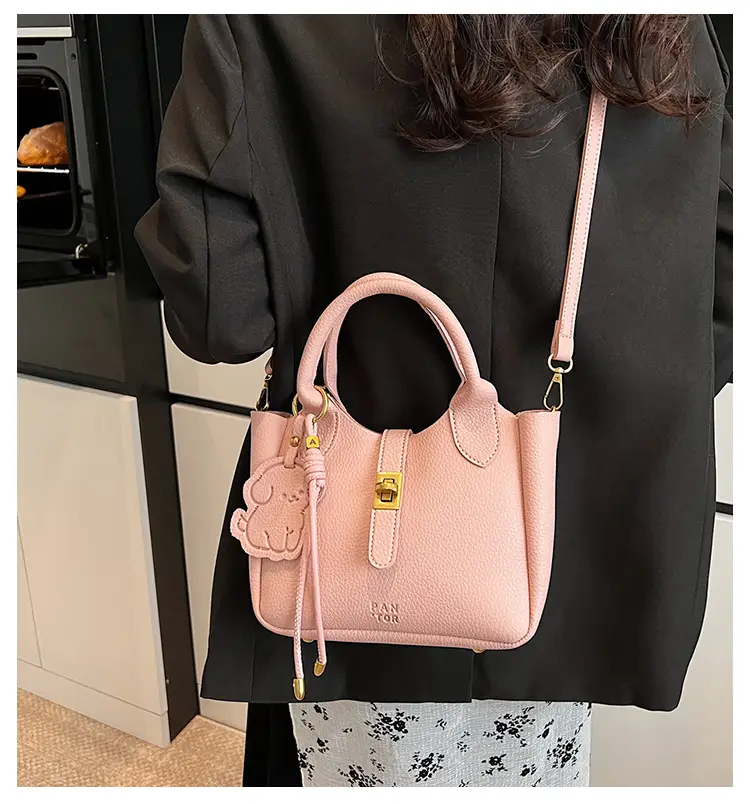 Women's Litchi Pattern Vegetable Basket Handbag Beige — feature 2