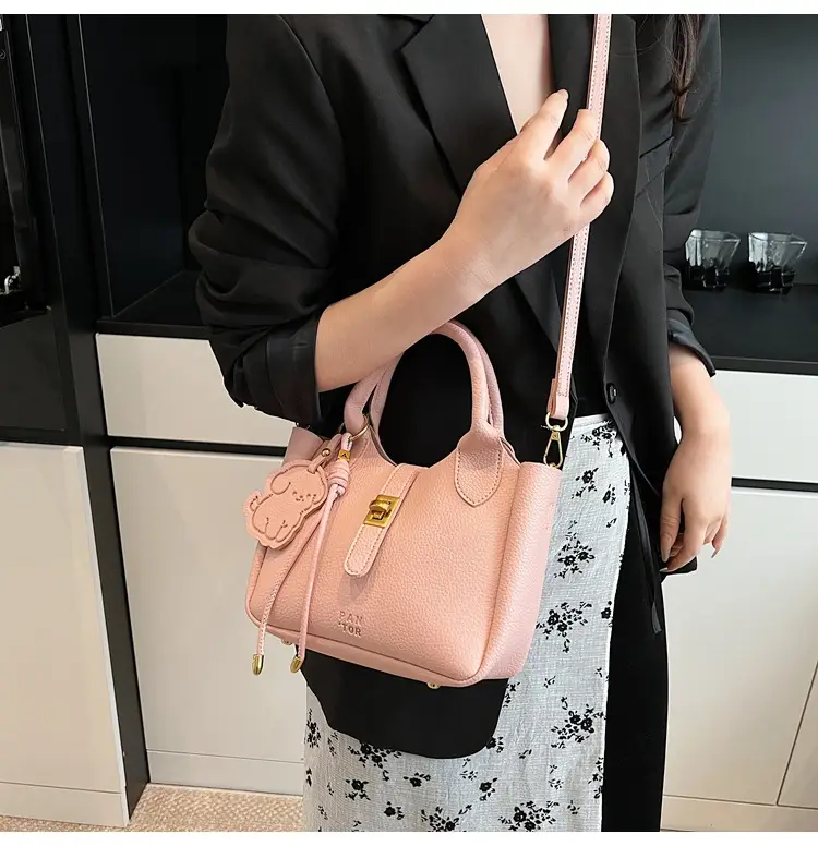 Women's Litchi Pattern Vegetable Basket Handbag Beige — feature 20