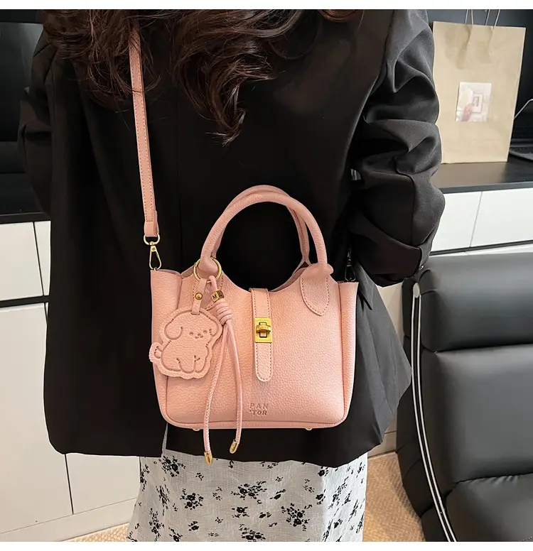 Women's Litchi Pattern Vegetable Basket Handbag Beige — feature 21