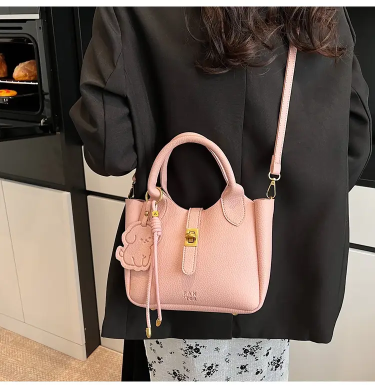 Women's Litchi Pattern Vegetable Basket Handbag Beige — feature 22