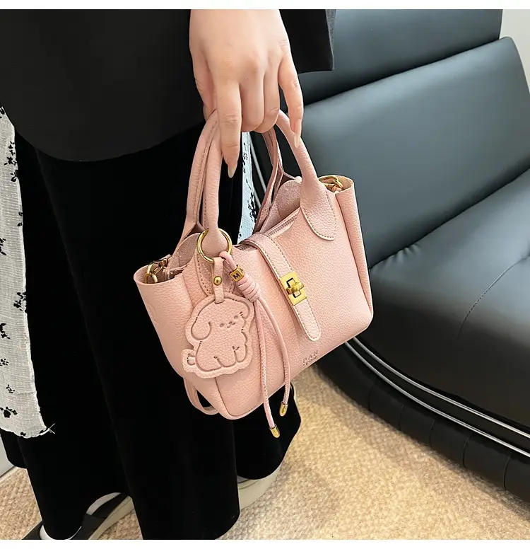 Women's Litchi Pattern Vegetable Basket Handbag Beige — feature 23