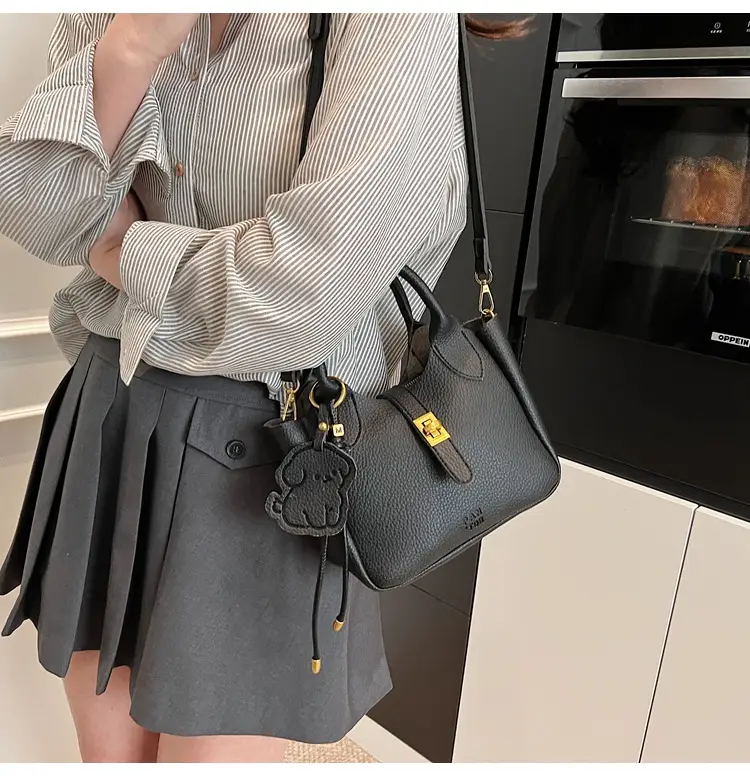 Women's Litchi Pattern Vegetable Basket Handbag Beige — feature 34