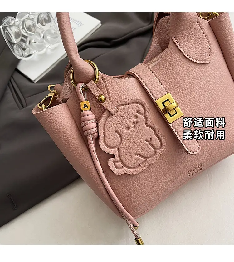 Women's Litchi Pattern Vegetable Basket Handbag Beige — feature 4