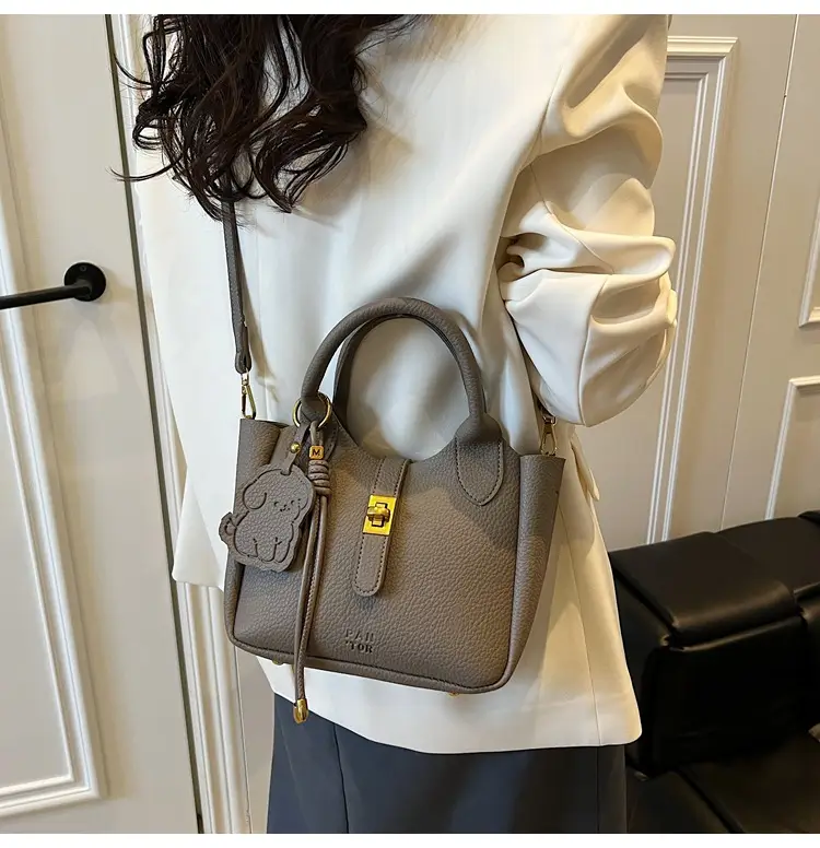 Women's Litchi Pattern Vegetable Basket Handbag Beige — feature 42