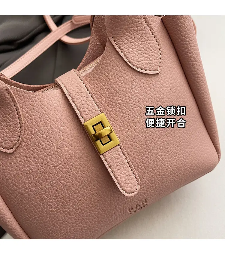 Women's Litchi Pattern Vegetable Basket Handbag Beige — feature 5