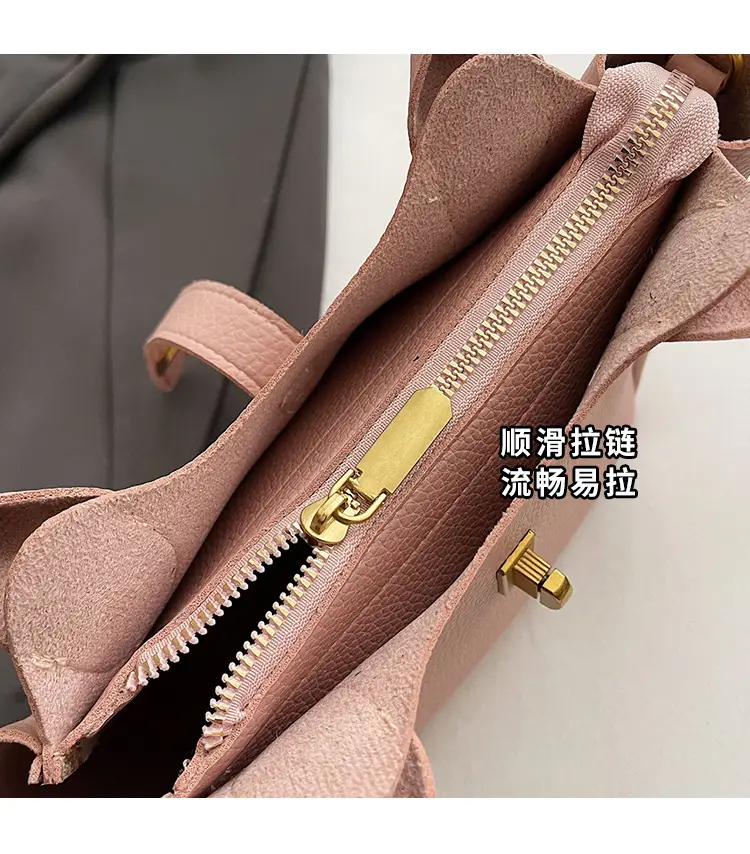 Women's Litchi Pattern Vegetable Basket Handbag Beige — feature 7