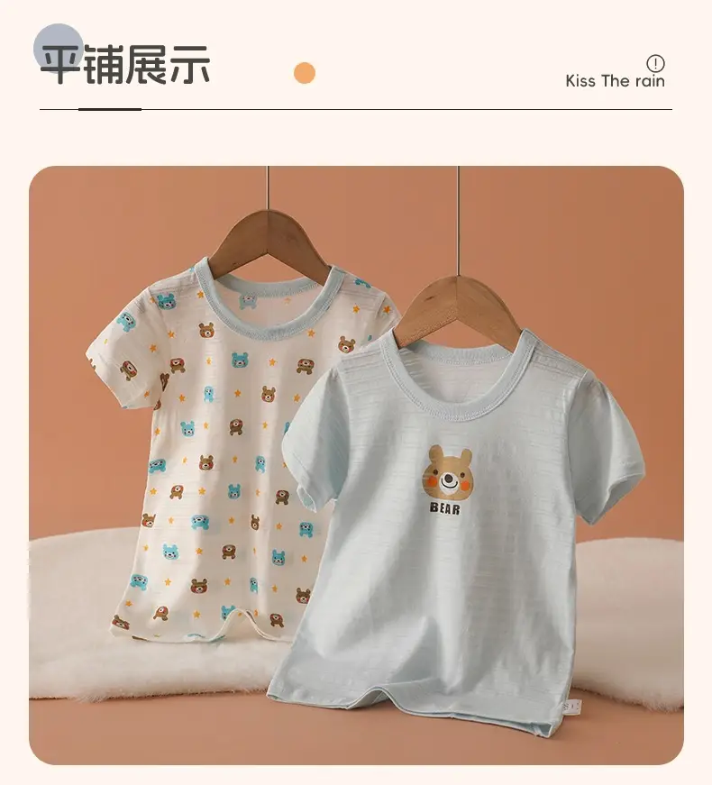 Baby T-Shirt Set Maribel Blue Cotton Summer Pajamas — feature 11