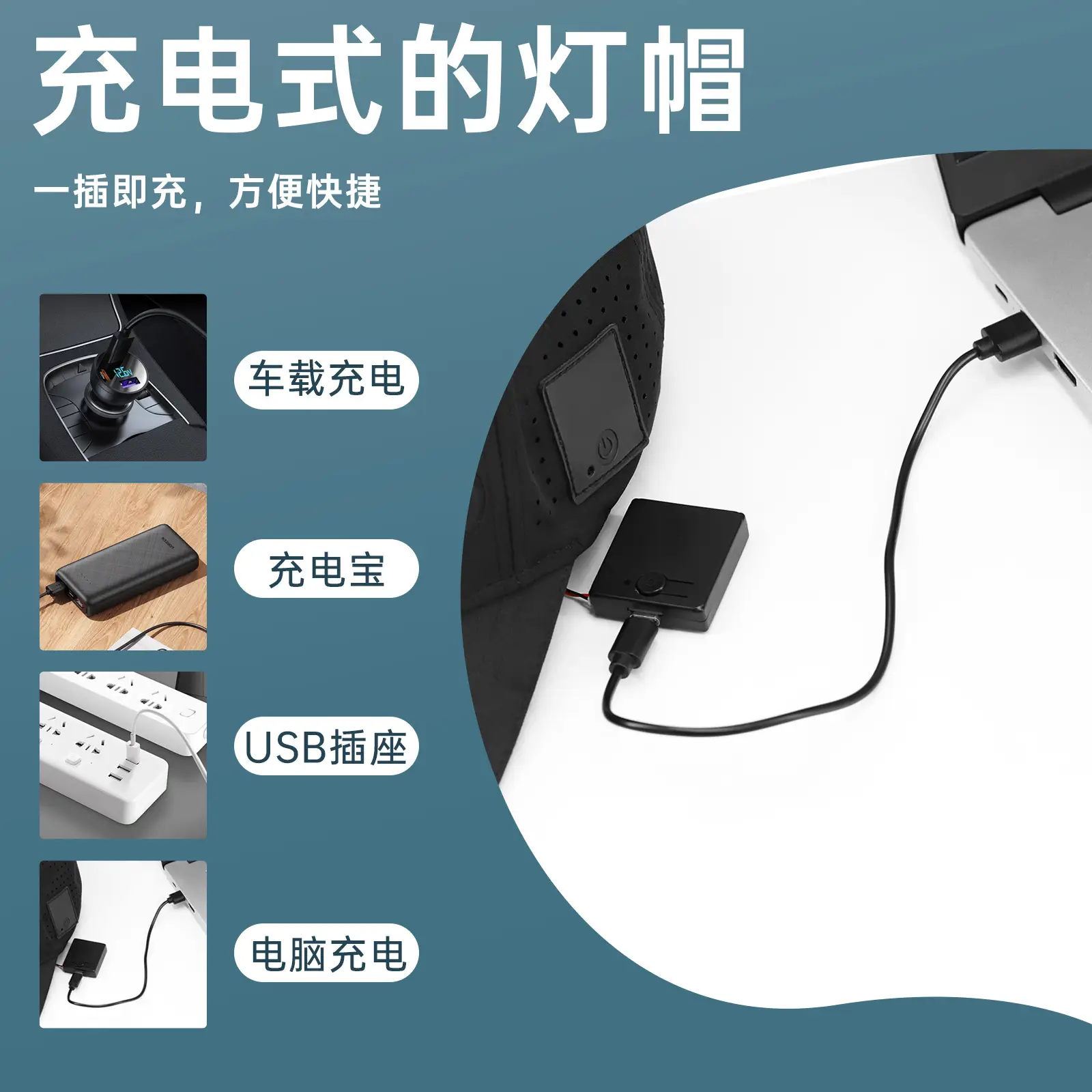 Temu Export Led Light Strip Hat Night Adventure Bright Lighting Headlight Peaked Cap - Image 4