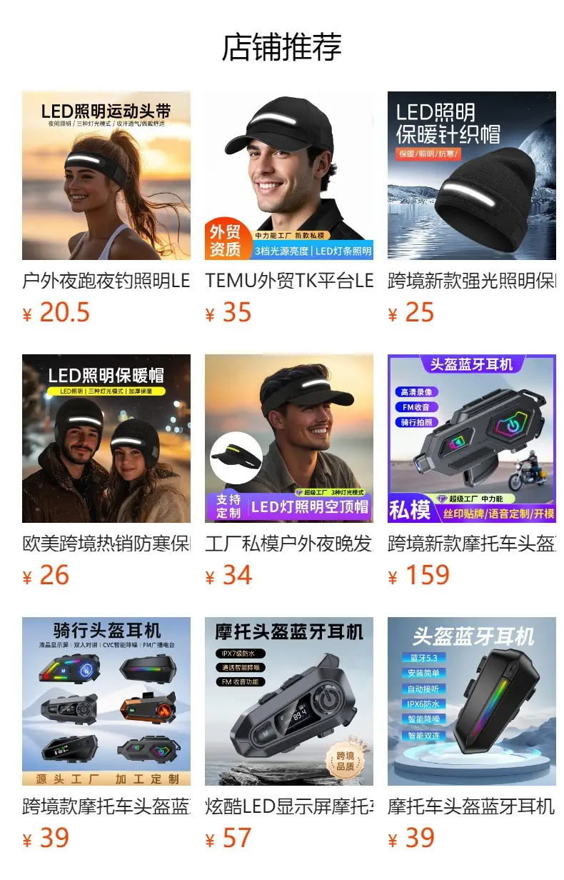 Temu Export Led Light Strip Hat Night Adventure Bright Lighting Headlight Peaked Cap — feature 1