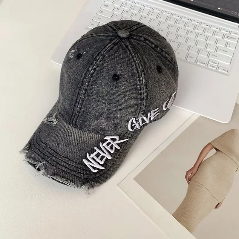 Women Pink Denim Wide Brim Cap Spring Summer - Image 5
