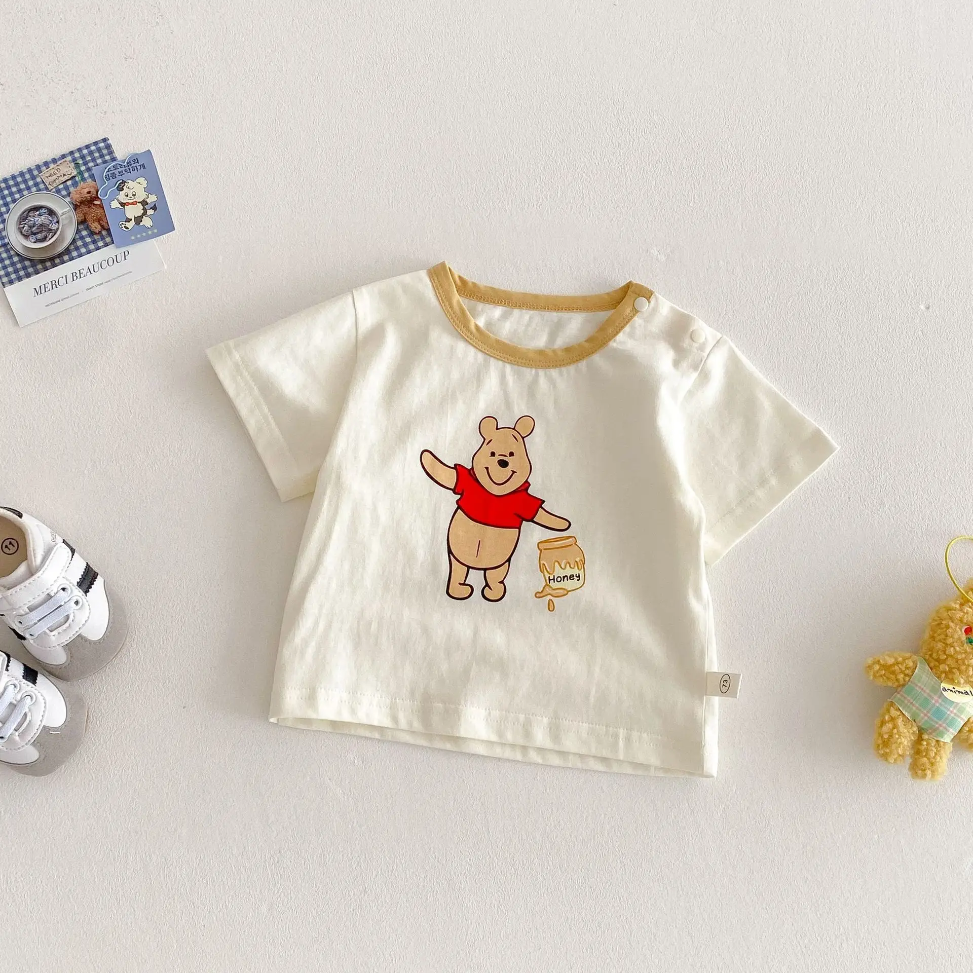 Baby Cartoon Overalls Set Blue Cotton 0-5 Years - Image 3