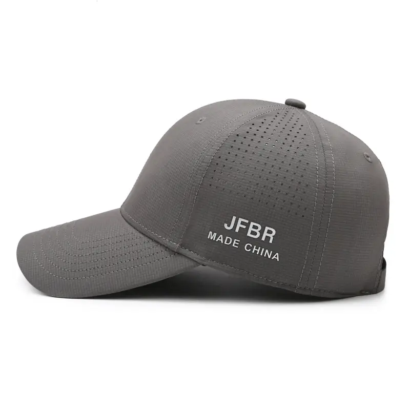 Men Grey Mesh Baseball Cap with Side Print - Image 9