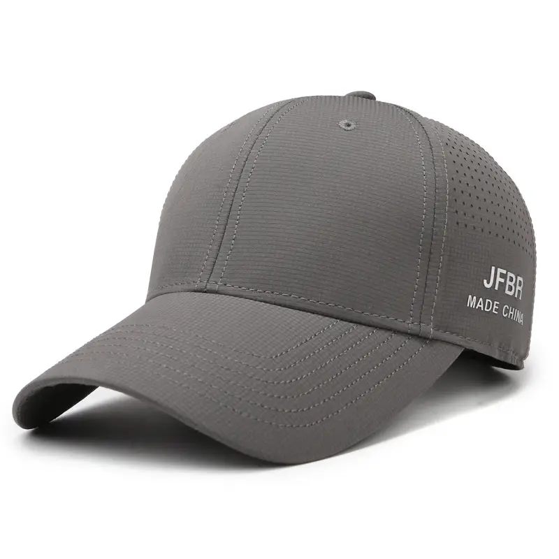 Men Grey Mesh Baseball Cap with Side Print - Image 3