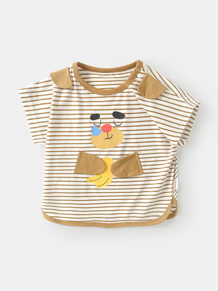 Kaka Panda Boys T-shirt Cream Short Sleeve Baby Girls Summer - Image 9