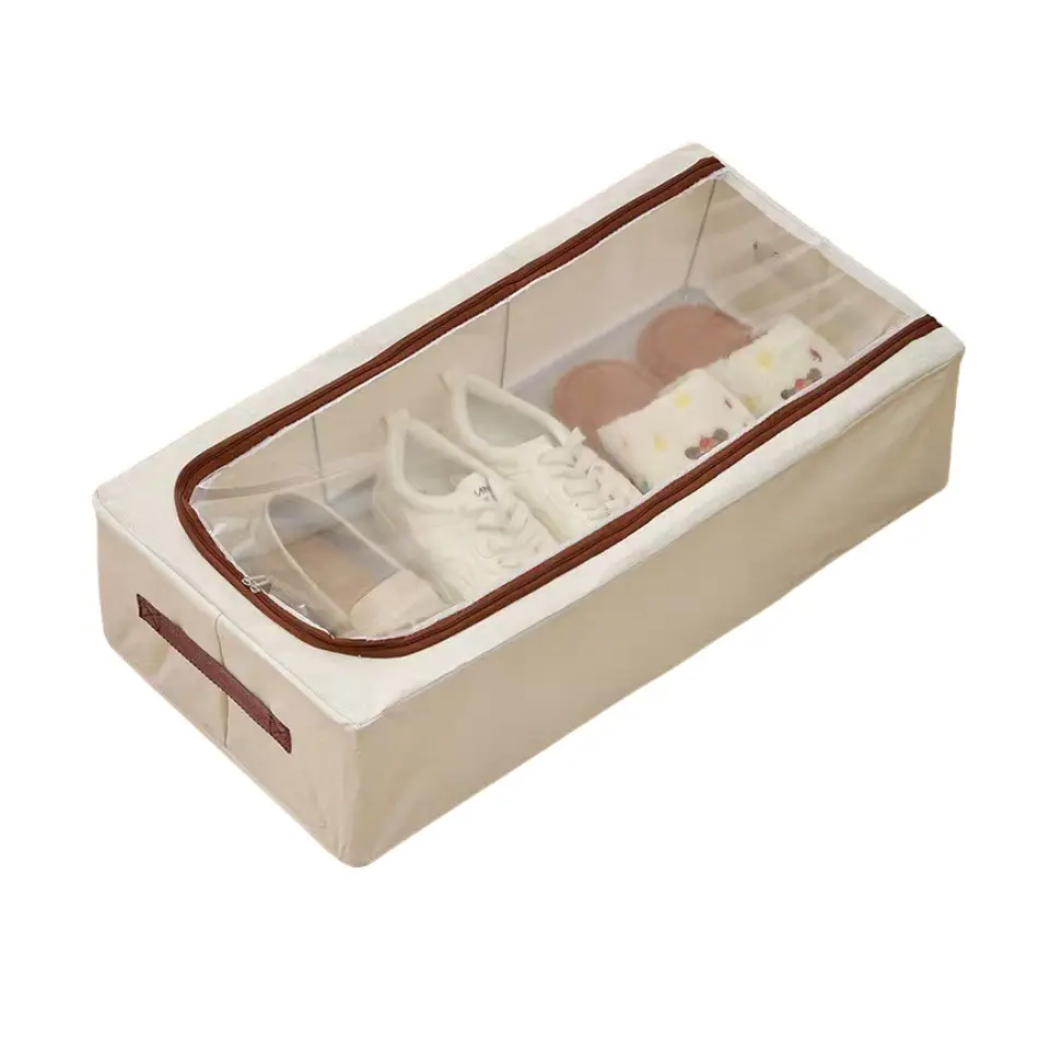 Tianshan Cotton and Linen Shoe Box Storage Box Household Shoe Storage Artifact Shoe Rack Dormitory Fit Box Shoe Holder Moisture-proof and Dust-proof