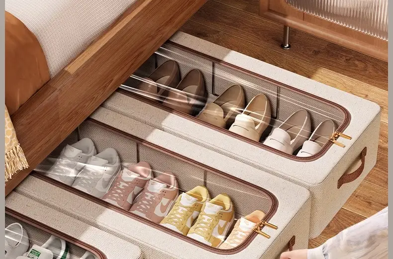 Tianshan Cotton and Linen Shoe Box Storage Box Household Shoe Storage Artifact Shoe Rack Dormitory Fit Box Shoe Holder Moisture-proof and Dust-proof — feature 2