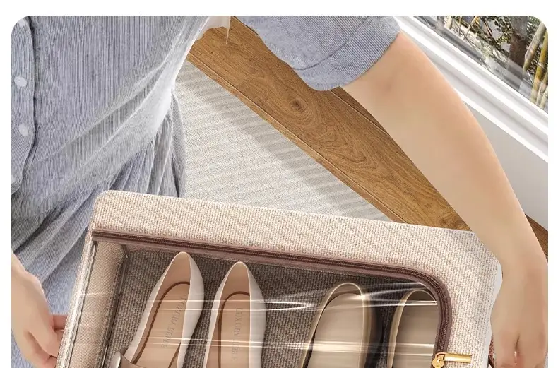 Tianshan Cotton and Linen Shoe Box Storage Box Household Shoe Storage Artifact Shoe Rack Dormitory Fit Box Shoe Holder Moisture-proof and Dust-proof — feature 8