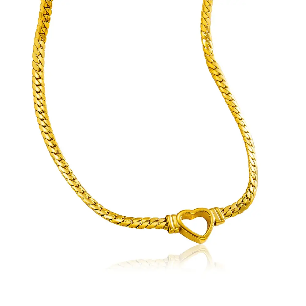 Gold Plated Heart Clasp Hollow Love Necklace for Women