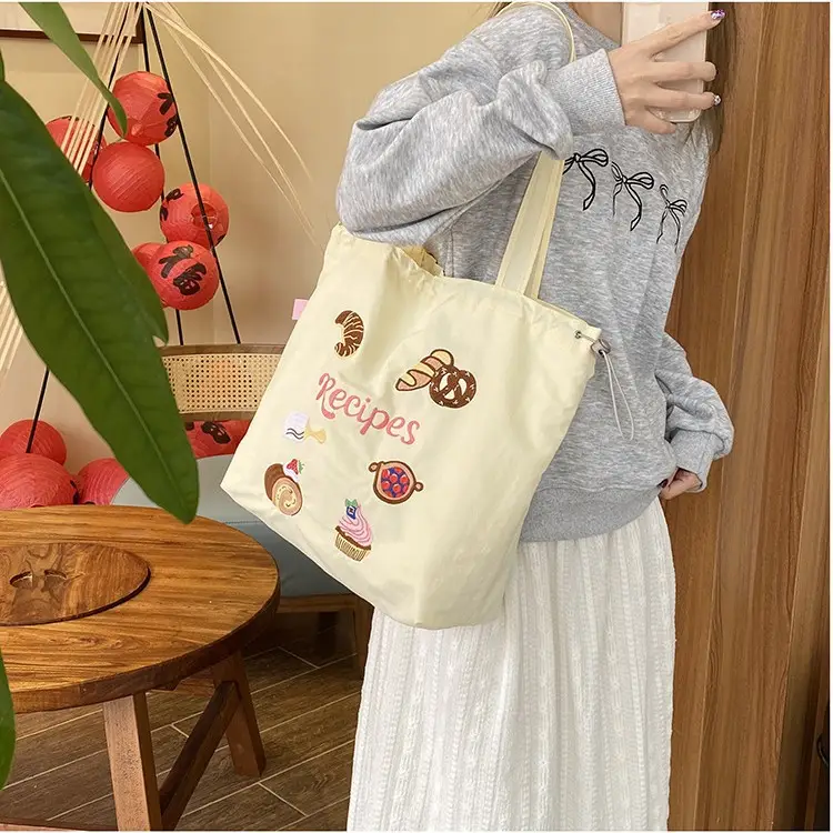 2025 Artistic Canvas Bag Large Capacity Drawstring Shoulder Bag - Image 5