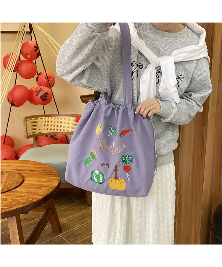 2025 Artistic Canvas Bag Large Capacity Drawstring Shoulder Bag — feature 21