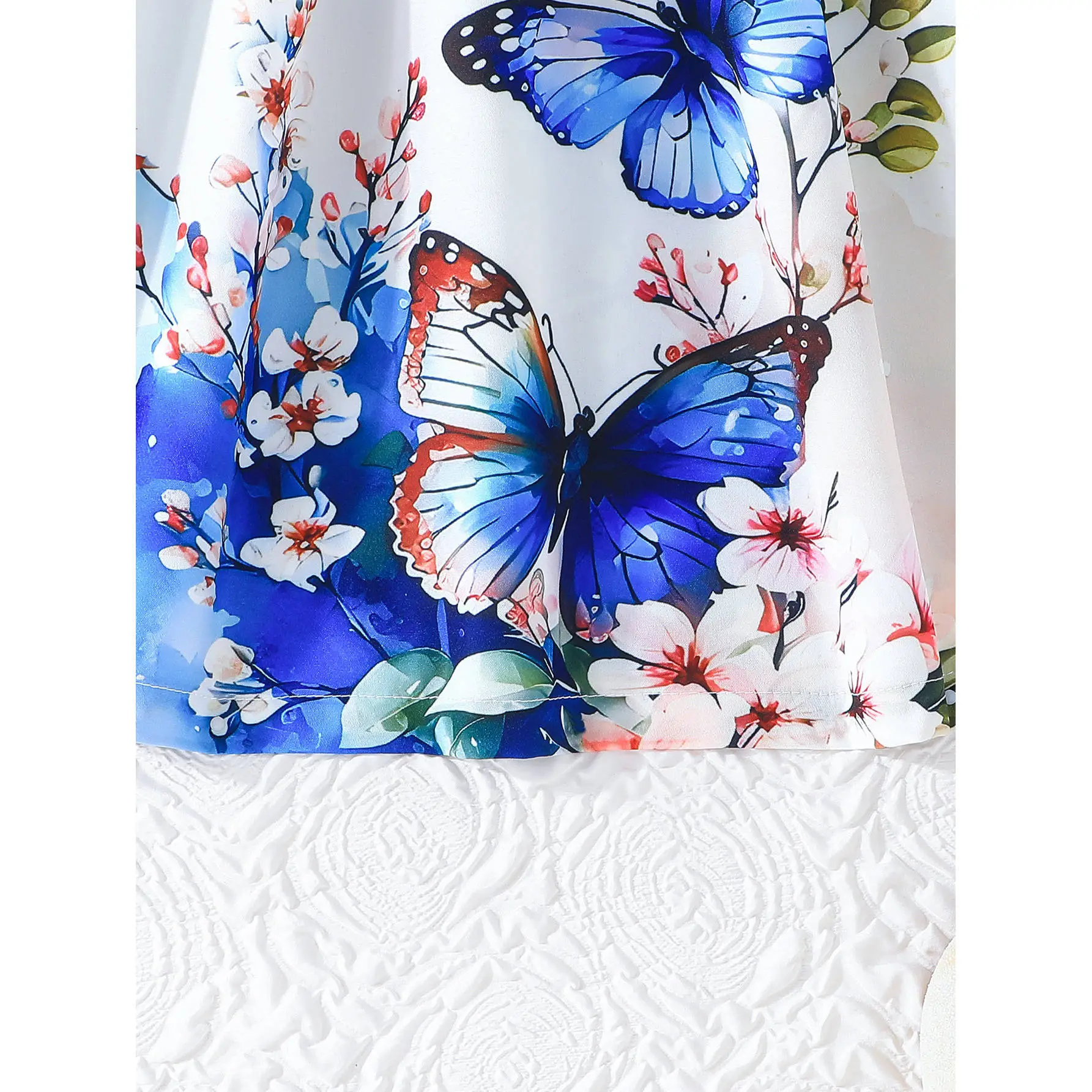 Blue Butterfly Print Girls Dress Small Fly Sleeve - Image 10