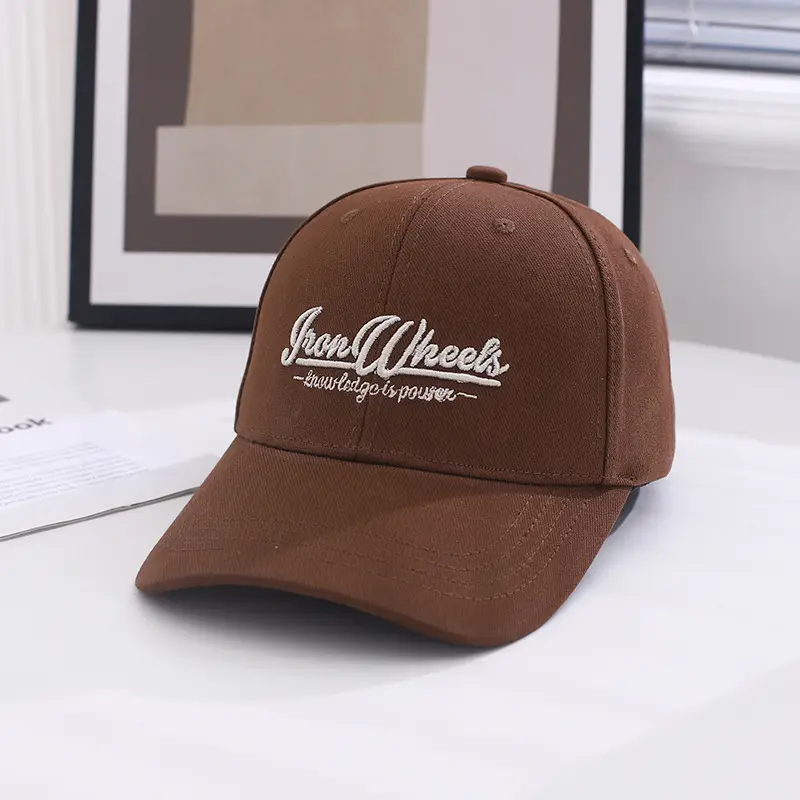 Korean Sun Hat for Men Beige Embroidered Cap - Image 3
