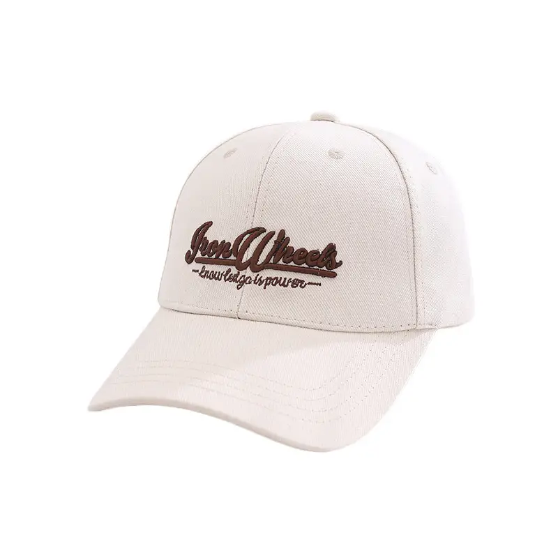 Korean Sun Hat for Men Beige Embroidered Cap - Image 10