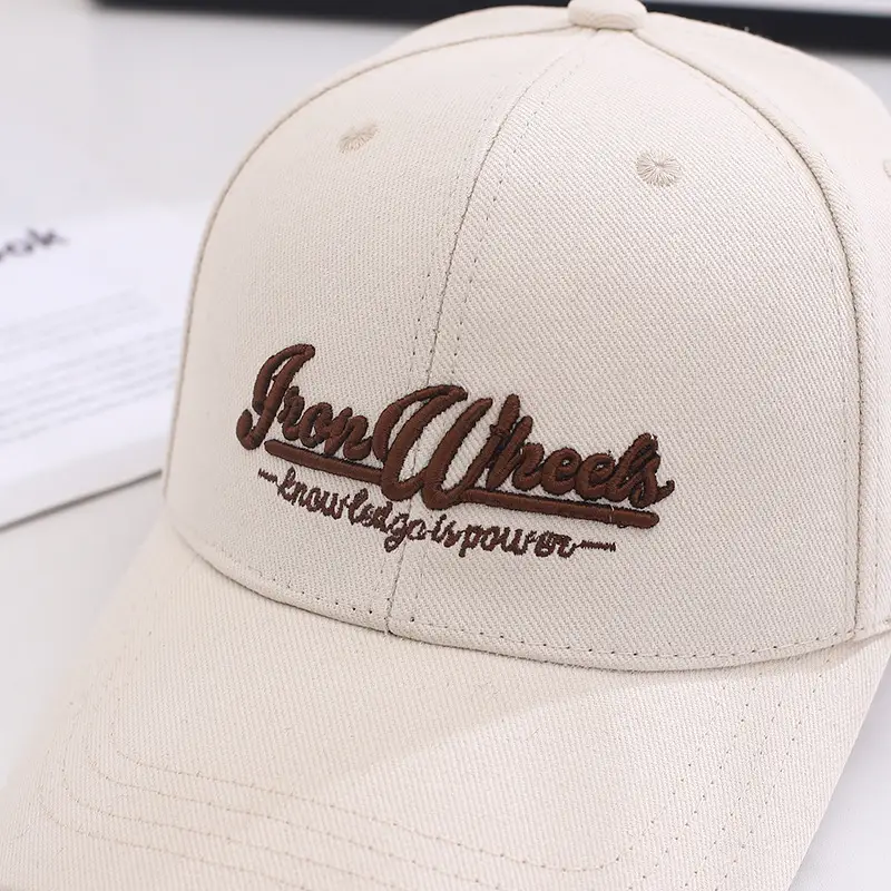 Korean Sun Hat for Men Beige Embroidered Cap — feature 3