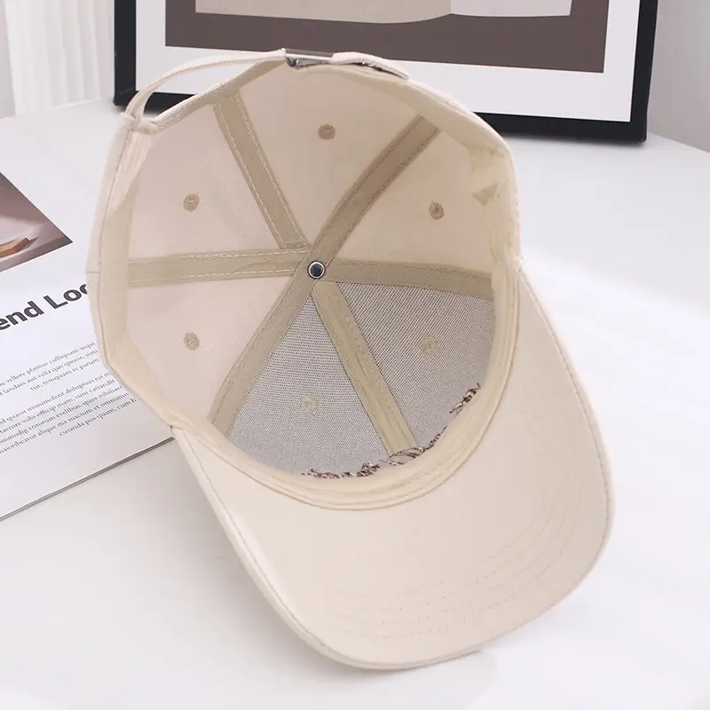 Korean Sun Hat for Men Beige Embroidered Cap — feature 4