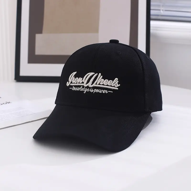 Korean Sun Hat for Men Beige Embroidered Cap - Image 7