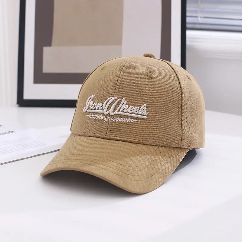 Korean Sun Hat for Men Beige Embroidered Cap - Image 8