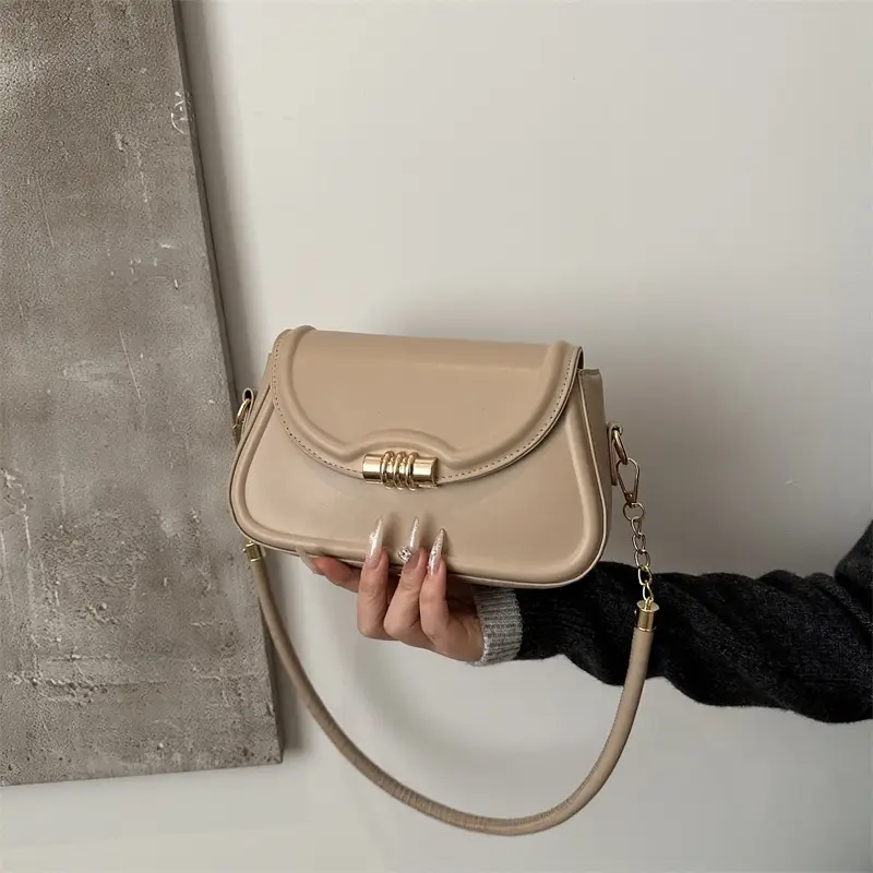 Beige French Textured Shoulder Bag 2025 New Arrival - Image 6
