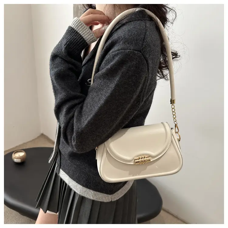 Beige French Textured Shoulder Bag 2025 New Arrival — feature 12