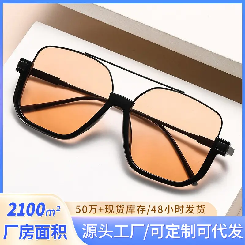 Men Half Frame Sunglasses Black Gold Slimming Large Frame