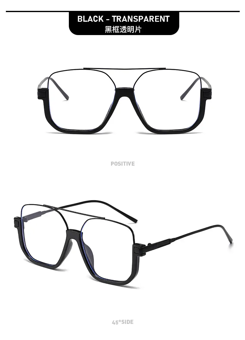 Men Half Frame Sunglasses Black Gold Slimming Large Frame — feature 17