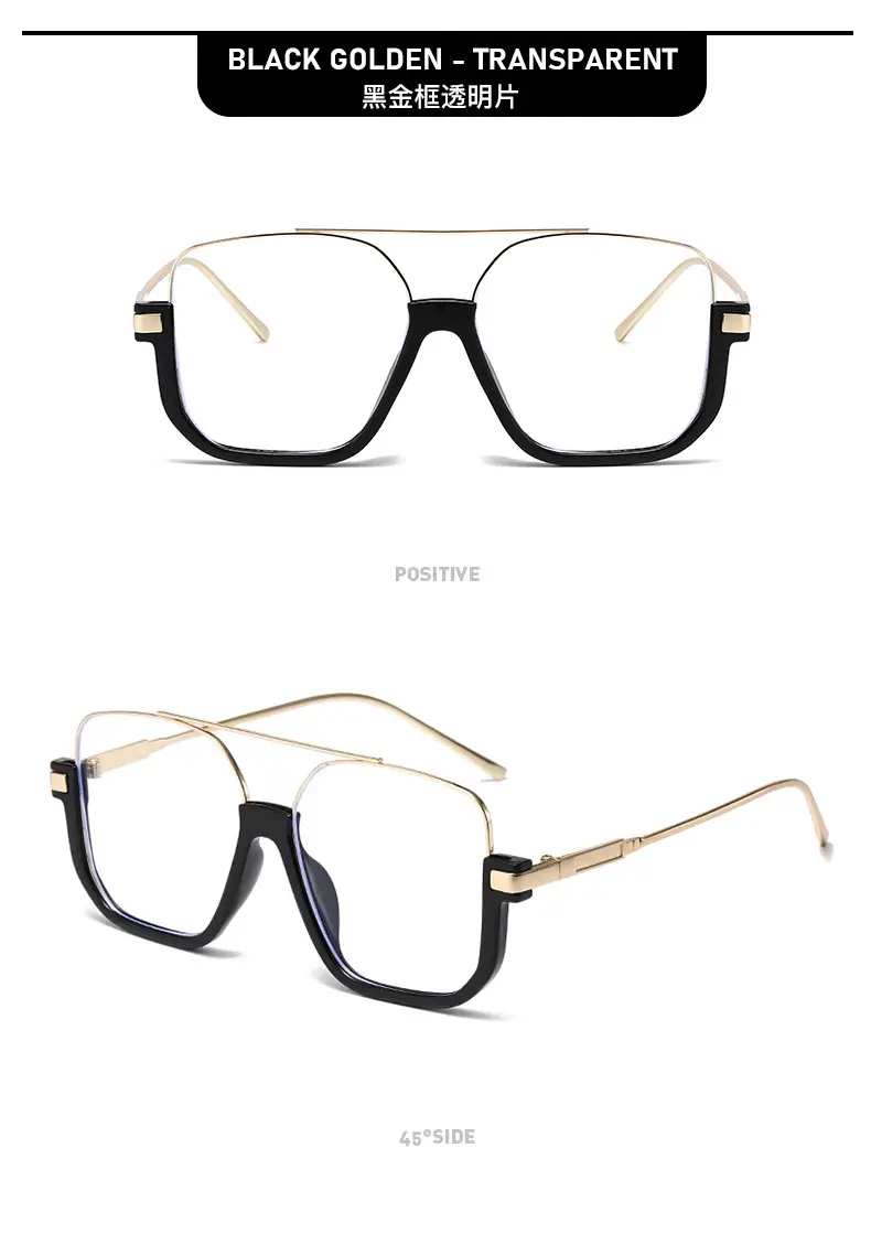Men Half Frame Sunglasses Black Gold Slimming Large Frame — feature 18