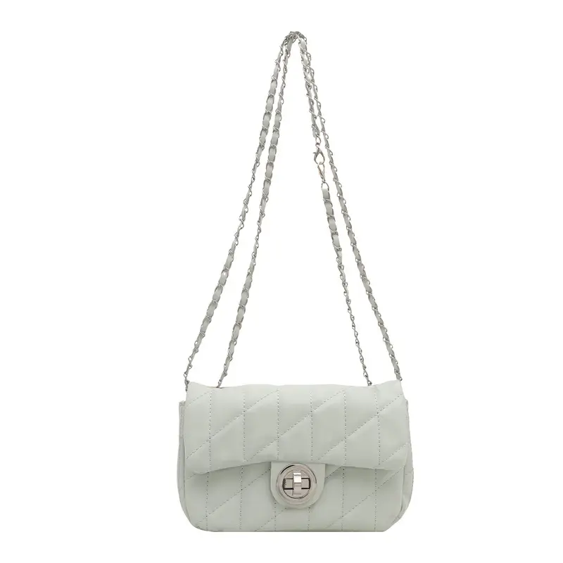 Women's Rhombus Embroidered Shoulder Bag Cream White - Image 2
