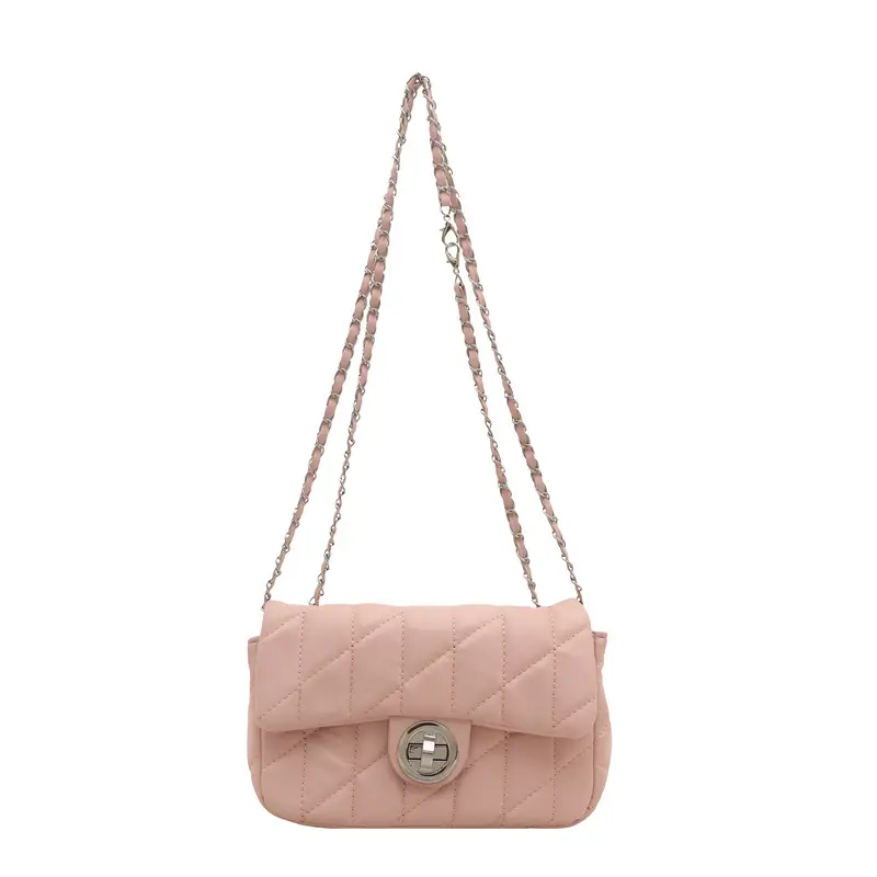 Women's Rhombus Embroidered Shoulder Bag Cream White - Image 4
