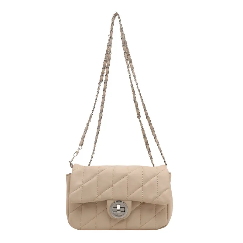 Women's Rhombus Embroidered Shoulder Bag Cream White - Image 5