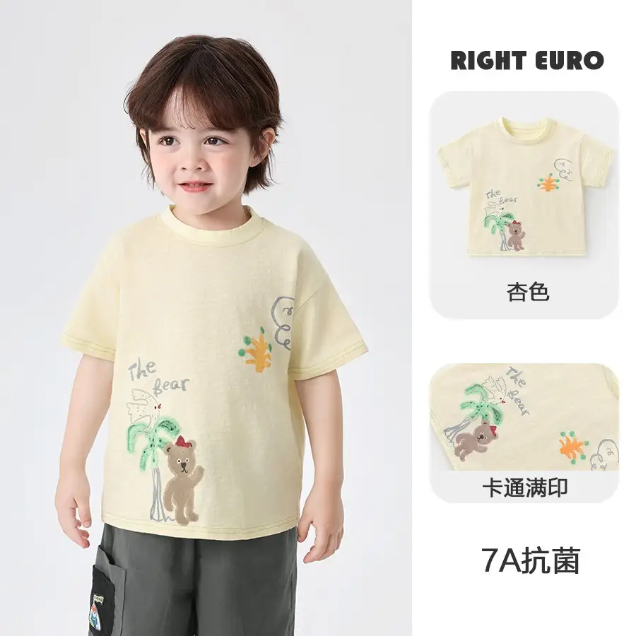 Right European Boys T-Shirt Pure Cotton Summer Green