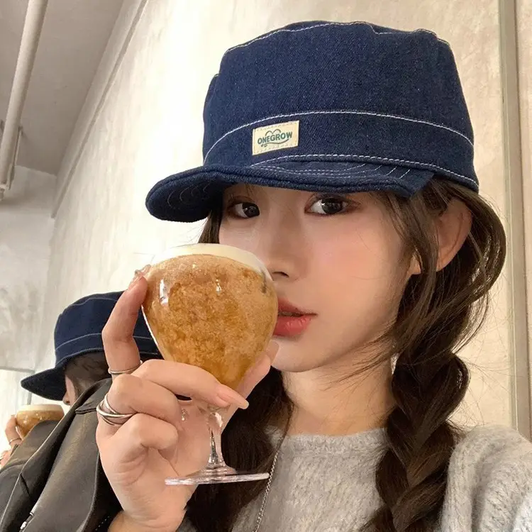 Japanese Style Women Blue Baseball Cap Flat Cap Clothing Accessories - Image 2