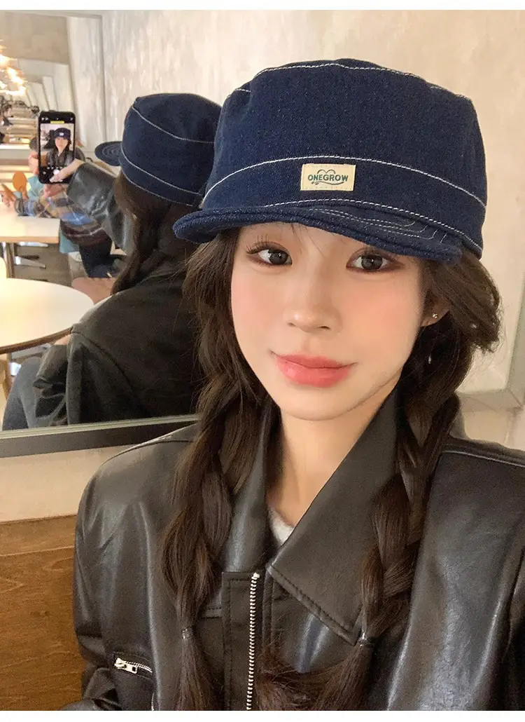 Japanese Style Women Blue Baseball Cap Flat Cap Clothing Accessories — feature 10