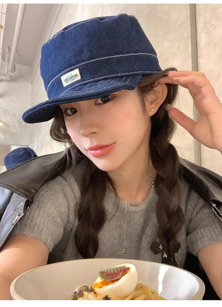 Japanese Style Women Blue Baseball Cap Flat Cap Clothing Accessories — feature 11